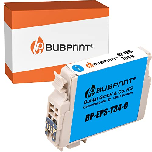 Bubprint Druckerpatrone kompatibel als Ersatz für Epson 34XL 34 XL T3472 XL Workforce Pro WF-3700 WF-3720DW WF-3720DWF WF-3720 Series WF-3725DWF C13T34724010 Cyan