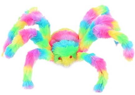 PRETYZOOM 60cm Großes Halloween Spinnenspielzeug aus Strickwolle ohne Fellverlust Leicht zum Aufhängen Stofftierspinne für Streiche und Maskeraden Zufällige Farbe