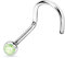 WARRIOR Piercing Nez Sterile Titane Nez Stud Courbé Nez Pin avec Cristal Tchèque Boule Vert Clair 22G (0.8mm) Longueur 6.5mm x 2.5mm