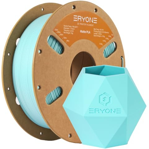 ERYONE Matte PLA 3D Drucker Filament 1.75mm, Maßgenauigkeit +/- 0.03 mm, 1 kg 1 Spule, Matte Minzgrün
