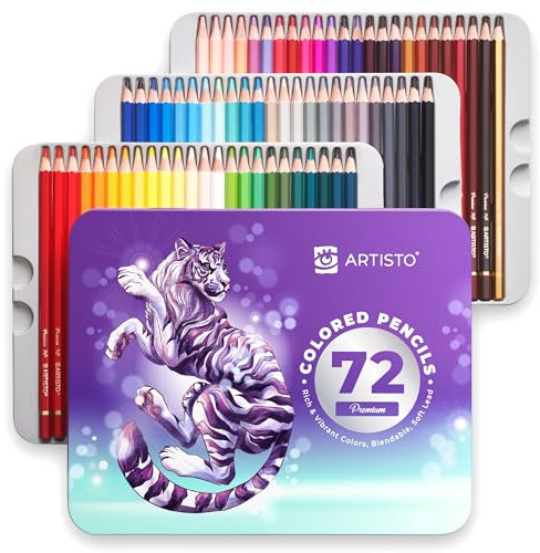 Artisto Hochwertige Buntstifte | Set mit 72 hochwertigen 4 mm weichen Kernminen, satte und lebendige Farben, mischbar, perfekt für Anfänger und fortgeschrittene Künstler