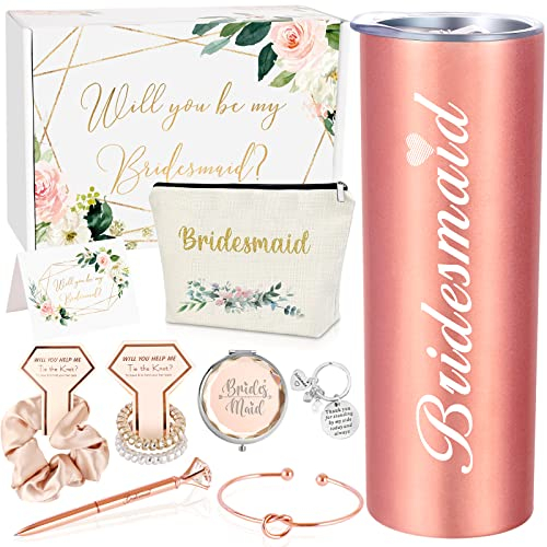 Homabachyco Geschenk-Set für Brautjungfern, Aufschrift Will You Be My Bridesmaid, Verlobungsgeschenk, Hochzeitsgeschenk, Weinglas, Brautschmuck, Junggesellinnenabschied, Geschenke für Brautjungfern,