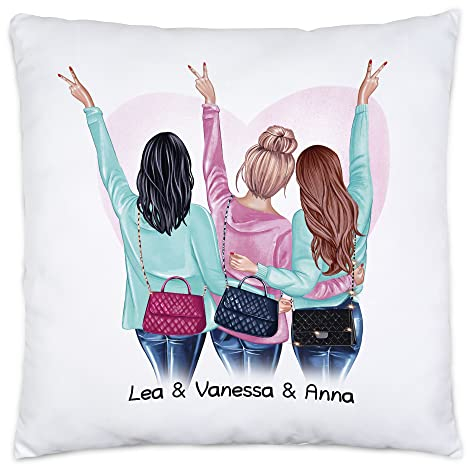 Kiddle-Design Beste Freundin Kissen inkl. Füllung Personalisiert Name Geburtstag Best Friends Freundinnen-Geschenk Freundschaft selbst gestalten
