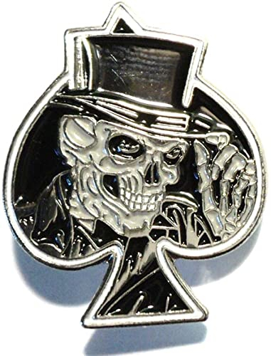 GBJUK Emaille-Anstecknadel mit Totenkopf-Asse-Biker-Motiv, mit Schmetterlingsverschluss auf der Rückseite, Metall