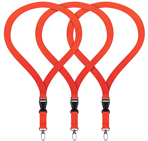 3x Premium Lanyard Umhängeband Schlüsselband Set mit Karabinerhaken und Steckverschluss für Ausweishalter Handys Kamera USB-Geräte Schlüsselanhänger Namensschilder ID Kartenhalter (Rot)
