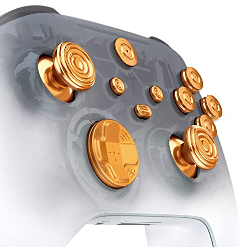 eXtremeRate Boutons Métalliques Compatible avec Xbox Series X/S Manette, 11 en 1 Boutons de Remplacement D-Pad ABXY Start Back Share Stick Analogique pour Xbox Series S/X Manette, Or