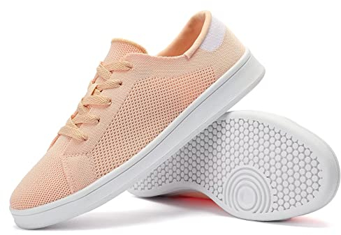 Wryweir Damen Laufschuhe Frauen Sneakers Turnschuhe Sportschuhe Schnürschuhe Wanderschuhe Leichte Bequeme Arbeitsschuhe mit weicher Sohle Mesh atmungsaktiv modisch,41 EU Rosa