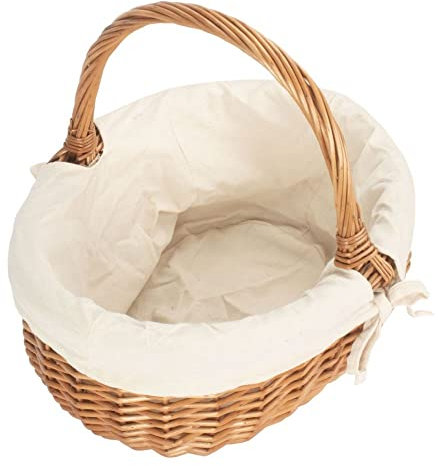 Red Hamper C044W Wicker Small Deluxe Shopping Basket With White Lining