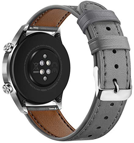 Eono Leder Uhrenarmbänder 18mm, Lederarmband Ersatzband Armband mit Schnellverschluss für Herren Damen Armbanduhr 18mm 20mm 22mm, Grau