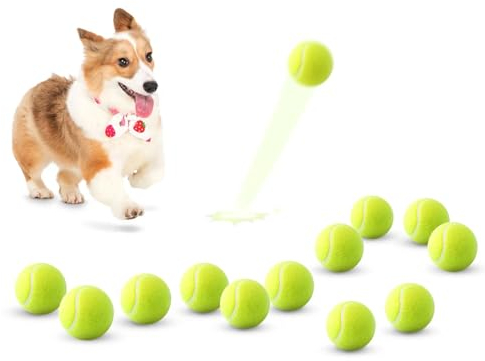 Grezea 12 Pack 2 Inch Mini Dog Tennis Balls for Small Dogs, Interactive Dogs Toy Balls Easy Playing Fetch Fits 2 Inch Dog Ball Launchers