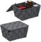 Relaxdays 2 x Aufbewahrungskorb mit Deckel, Flechtoptik, Bad Organizer HxBxT: 10,5 x 19,5 x 14,5 cm, Kunststoff, grau