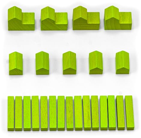 Waldfelsen® Hozfiguren: 4 Städte, 5 Siedlungen und 15 Straßen geeignet für Die Siedler (Farbe: Grasgrün)