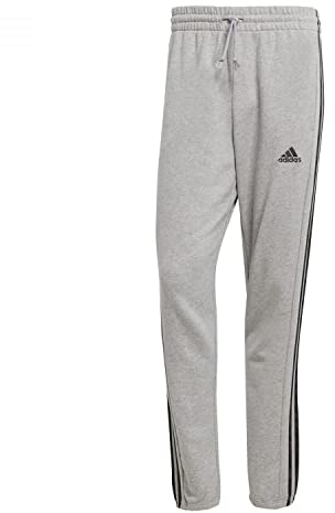 Adidas Herren Essentials French Terry Tapered Elastic Cuff 3-Stripes Pants, Medium Grey Heather/Black, L