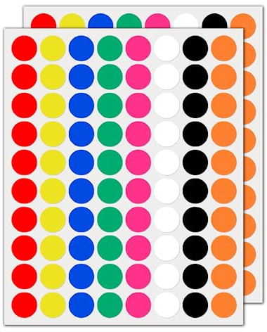 2000 Stück, 20mm Klebepunkte Bunt Runde Punktaufkleber Etiketten Markierungspunkte - 8 Farben