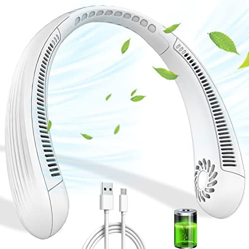 Ventilatore da Collo-Mini Ventilatore Portatile a Batteria Ricaricabile Senza Pale USB Potente Ultra-Silenzioso e 3 Impostazioni di Velocità Ventilatore Collo Piccolo Senza Fili da Esterno(Bianco)