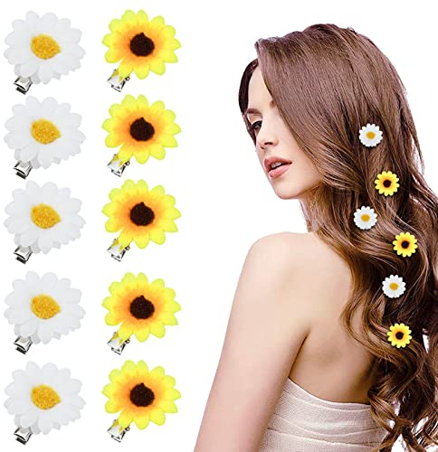 16Pcs Pinces à Cheveux Marguerite Petite Fleur en Épingle à Cheveux Mini Pince à Cheveux Tournesol Plage Mariage Floral Barrettes à Cheveux pour Femmes Filles Accessoires de Coiffure pour Fête Style C