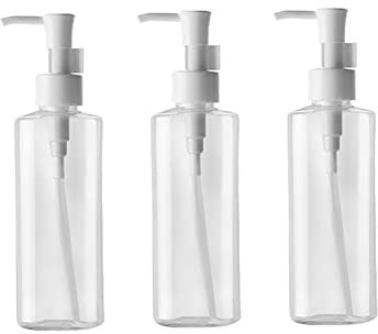 Lot de 3 flacons à Pompe en Plastique Transparent Rechargeables pour Huile de Nettoyage 150 ML