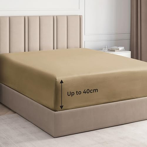 Spannbettlaken für kleines Doppelbett, Spannbettlaken für Einzelbetten mit tiefen Taschen, passend für Matratzen bis zu 40 cm, 120 x 190 x 40 cm, weich und knitterfrei, nur Spannbetttuch