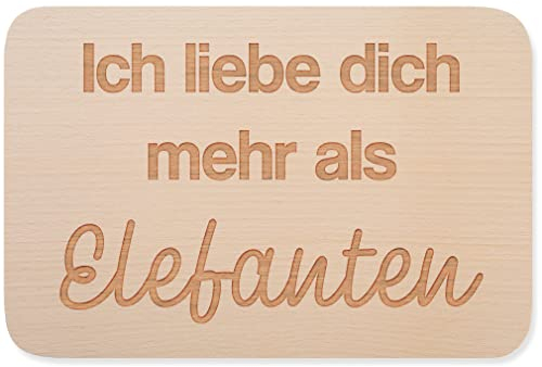 JUNIWORDS Frühstücksbrettchen, Ich liebe dich mehr als Elefanten, Holzbrett Frühstücksbrett Holzbrettchen (1009199)
