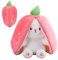 EHOTER Lapin Mignon en Peluche De Pâques Mignon Lapin Créatif en Peluche Carotte Fraise Animal avec Fermeture éclair Lapin en Peluche Cadeaux De Pâques pour Enfants Garçons Filles (Fraise,18cm)