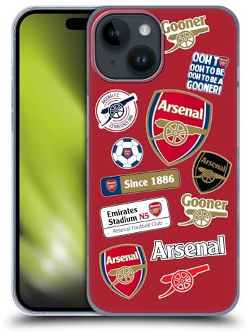 Head Case Designs Officially Licensed Arsenal FC Collage Logos Hard Back Case Compatible With Apple iPhone 15