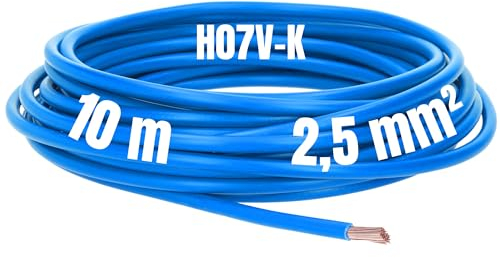 Kalitec Cavo di Cablaggio Flessibile H07V-K 2,5 mm² - 10 Metri, PVC, Filo Singolo, Cavo di Commutazione