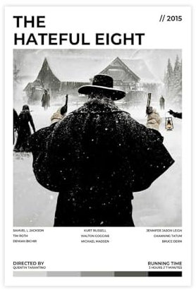 Filmposter The Hateful Eight, Leinwand-Poster, Wandkunst, Dekor, Bild, Gemälde für Wohnzimmer, Schlafzimmer, Dekoration, ungerahmt, 40 x 60 cm