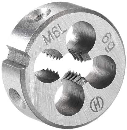 XYWHPGV M6 X 1.0 Filiera tonda metrica, filettatura macchina filettatura sinistra, acciaio (d6728 09e13 25527 936b6 1b308 1bd1f