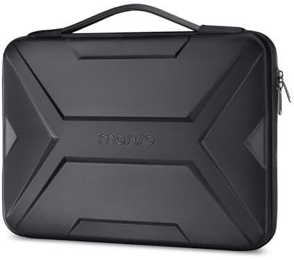 MOSISO 15-16 inch Laptop Hard Case, 15.6 inch Laptop Sleeve Waterproof Shockproof Computer Bag Compatible with MacBook HP Dell,Artistic Geometric EVA Carrying Case Hard Shell with Handle, Black