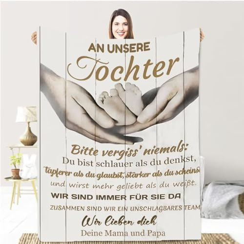 Aevmsor Kuscheldecke Personalisierte Geschenke An Unsere Tochter von Eltern, Decke für Tochter von Mama und Papa, Luftpost Positiv Ermutigen Decke, Geburtstag Weihnachten Geburtstagsgeschenk