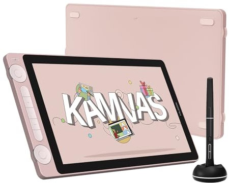 HUION Kamvas 13 Gen 3 2024 Grafiktablett mit Display, 13,3 Zoll Volllaminiert, 2nd Gen Anti-Glare Geätztes Glas, PenTech 4.0, 16384 Stiftdruck, Dual Dial Zeichentablett für Win, Mac, Android, Rosa