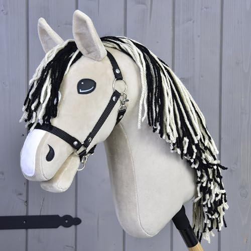 LarDen Hobby Horse Aurora mit schwarzem Halfter S, Stockpferd Für Kleine, HANDGEFERTIGTES Große Kinder mit Zubehör | Spielpferd, Pferd Zum Reiten Spielzeug, Hobby Horsing, Hobbyhorse