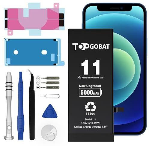 TOPGOBAT Replacement for iPhone 11 Battery, 5000 mAh High Capacity Battery for iPhone 11 Model (A2111 A2221 A2223) with Replacement Tool Kits