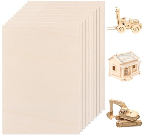WOPPLXY 10 fogli di compensato da 6 mm, 300 x 210 pannelli in legno di balsa, per progetti laser, modello fai da te, arte e artigianato