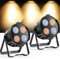 ZonQoonz 2PCS 200W COB Par Licht Kalt/Warmweiß Lichteffekte, 4 LED Par Scheinwerfer DMX 4/8CH mit Sound Aktiviertem für Architektonische Kirche Disco Hochzeit Party Halloween Weihnachten
