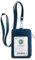 bolimoss Porte-badge 2 en 1 et lanière – Portefeuille en cuir avec 5 emplacements pour cartes, 1 poche latérale à fermeture éclair, porte-clés amovible pour employés de bureau, école, enseignant, bleu
