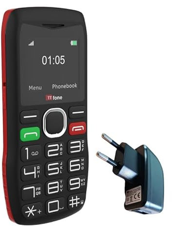 TTfone Teléfono móvil fácil de Usar TT880 para Personas Mayores - Teclado Grande con botón de Asistencia de Emergencia - Teléfono Simple y confiable (con Cargador de Corriente)