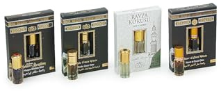 ihvan online, Persönlicher Duft, Parfümöl Rollerball, Alkoholfreie Duftöl-Parfüms für Herren & Damen, Musk 12 mL / 0,40 fl Oz (4er Pack), Makam-ı İbrahim, Hacer-ül Esved, Kaaba Cover, Ravza