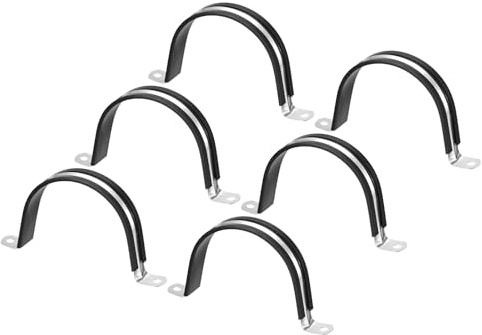 Unifizz 6Pcs 77mm(3) Cable Clamp, Rubber Cushioned Insulated Clamp 304 Stainless Steel U Shape Bracket Metal Hose Clamp Tube Holder for Pipe Wire Tube
