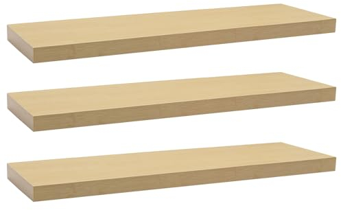 WOLTU Wandregal Wandboard Bücherregal Regale für Deko Wandablagen aus MDF Holz, 3er Set Hängeregal Eiche