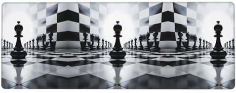 HYTTER Tapis de souris surdimensionné en caoutchouc épais motif damier noir et blanc 80 x 30 cm Convient pour le bureau et les jeux vidéo