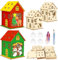 APODESS 4SET LED Teelichthaus Weihnachten Bastelset Kinder Holz Teelicht Haus mit LED Kerzen Teelichthalter Haus Weihnachtshaus Bausatz Teelicht Häuser Weihnachten Basteln Weihnachtsbaum Hängendsdeko