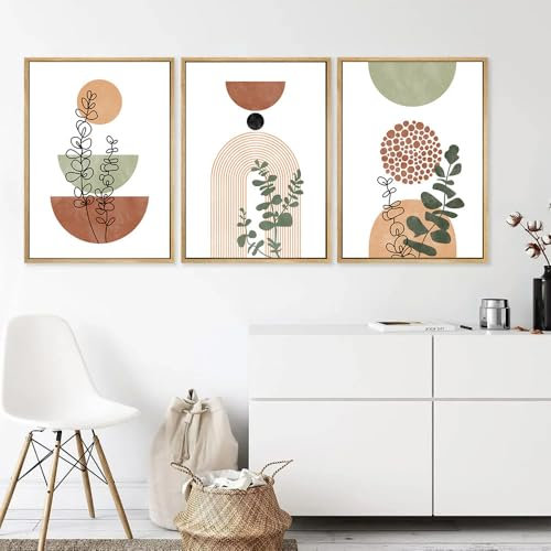 3 Affiche Art Geometrique Poster Plante Verte Tableau Decoration Murale Salon Abstrait 50X70CM Toile Terracotta Deco Chambre Adulte Boheme Affiche Botanique Verte Boho sans Cadre (BYC016-50x70)