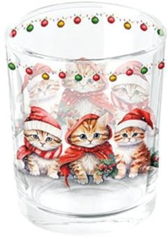 Ambiente Glas Teelicht Halter 6,5 cm hoch Katzen Weihnachten Advent Serie Funny Cute Kittens