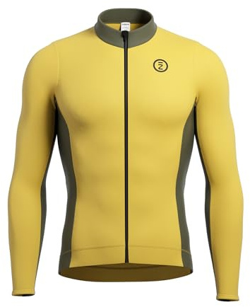 INBIKE Radtrikot Herren Damen Langarm Winter Warm Fleece Reflektierendes Fahrradtrikot Herbst für Rennrad Pendeln Freizeit Gelb M
