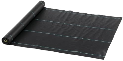 Outsunny Telo per Pacciamatura 100x1 m Traspirante in Polipropilene Nero | Anti-UV, Telo Pacciamatura, per Orto e Giardino
