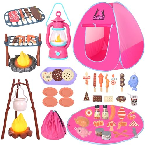 Viwulute - Camping-Spielzeug-Set mit Pop-Up-Zelt für drinnen und draußen, Weihnachtsgeschenk für Jungen und Mädchen im Alter von 3 bis 5 Jahren