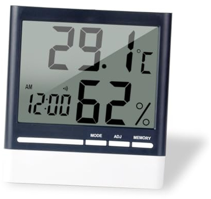 IMIKEYA Digitales Hygrometer Innenthermometer Mit Uhr Großes Lcd Display Temperatur Und Feuchtigkeitsmonitor Innenbereich Echtzeitmesser