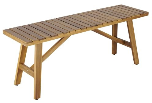 Riess Ambiente Outdoor Sitzbank Bali - 110cm - Natur Honey Akazienholz wetterfest Balkonbank Holzbank Bank