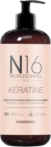 Crème réparatrice Bio Kératine N16 Professionnel - Réparateur - Sans Sulfate Parabène - Marque Française - 350ml